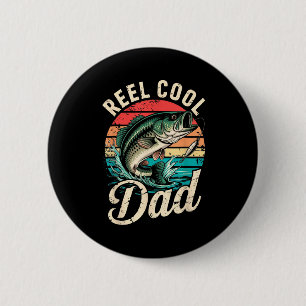 Reel Cool Dad Vintage Funny Men Fishing Matching F 2 Inch Round Button