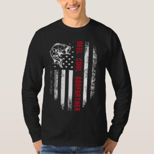 Reel Cool Godfather American Flag Fishing Father's T-Shirt
