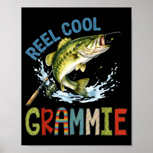 Reel cool grammie fishing grammie birthday vintage poster