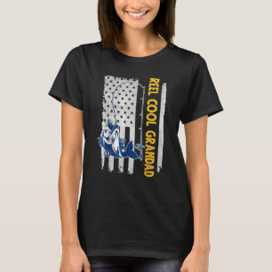 Reel Cool Grandad Fish American Flag Dad Fathers D T-Shirt