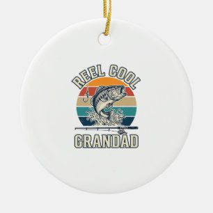 Reel Cool Grandad Fishing Vintage Sunset Shirt_1 Ceramic Ornament