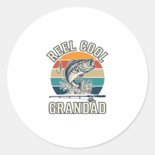 Reel Cool Grandad Fishing Vintage Sunset Shirt_1 Classic Round Sticker