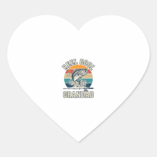 Reel Cool Grandad Fishing Vintage Sunset Shirt_1 Heart Sticker