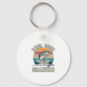 Reel Cool Grandad Fishing Vintage Sunset Shirt_1 Keychain