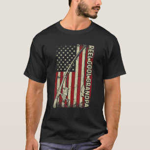 Reel Cool Grandpa American Flag Fishing Christmas T-Shirt