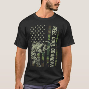 Reel Cool Grandpa Camouflage American Flag Fathers T-Shirt