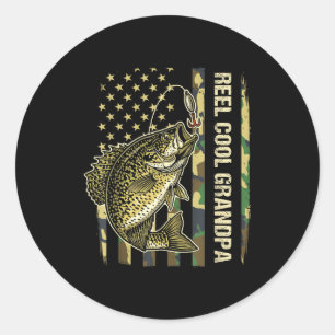 Reel Cool Grandpa Crape Fishing Camo American Flag Classic Round Sticker