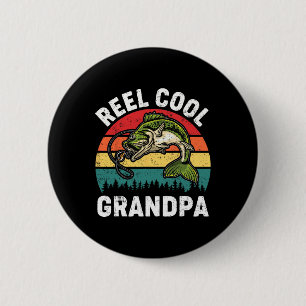 Reel Cool Grandpa Fathers Day Fishing Shirt Funny 2 Inch Round Button