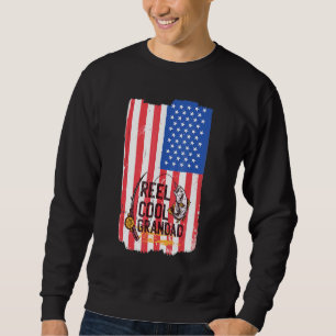 Reel Cool Grandpa Fathers Day Usa Flag Fish Fishin Sweatshirt