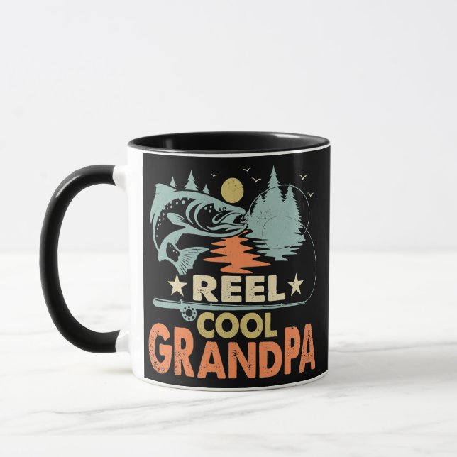Reel Cool Grandpa Fishing Lover Vintage Father's Mug (Left)