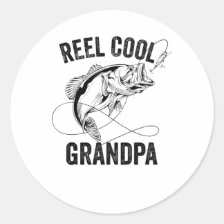 Reel Cool Grandpa Retro Fathers Day Fishing Gift Classic Round Sticker