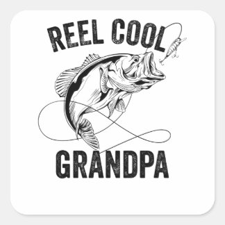 Reel Cool Grandpa Retro Fathers Day Fishing Gift Square Sticker