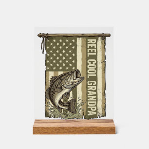Reel Cool Grandpa Vintage Bass Fishing Shirt Desig Acrylic Sign