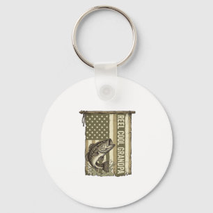 Reel Cool Grandpa Vintage Bass Fishing Shirt Desig Keychain