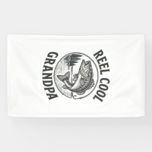 Reel Cool Grandpa Vintage Fishing Bass Shirt Desig Banner