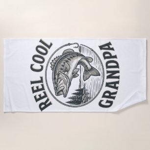 Reel Cool Grandpa Vintage Fishing Bass Shirt Desig Beach Towel