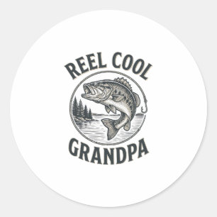 Reel Cool Grandpa Vintage Fishing Bass Shirt Desig Classic Round Sticker