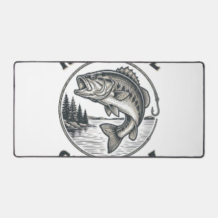 Reel Cool Grandpa Vintage Fishing Bass Shirt Desig Desk Mat