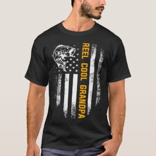 Reel Cool Grandpa Vintage Flag Fishing Father's Da T-Shirt