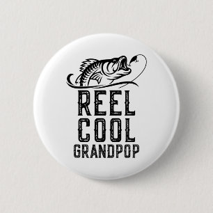 Reel Cool Grandpop Fishing Fisherman Funny Retro 2 Inch Round Button