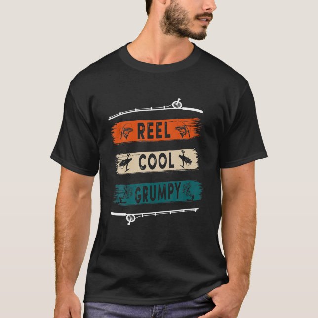 Reel Cool Grumpy Fisherman Funny Fishing Tee (Front)