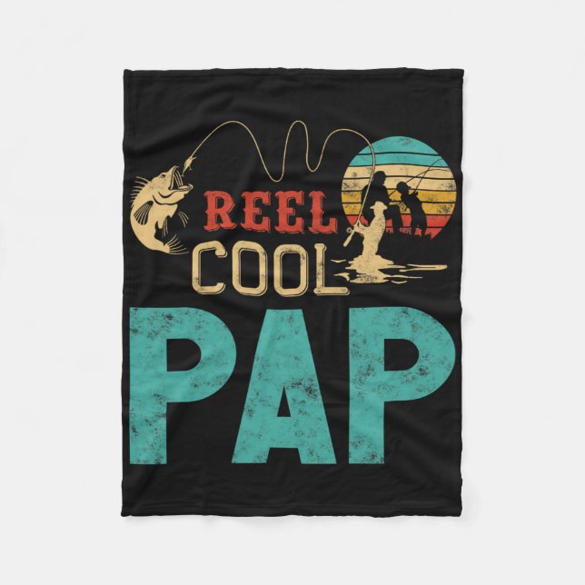 Reel Cool Pap Fishing Father’s Day Gift For Fisher Fleece Blanket (Front)