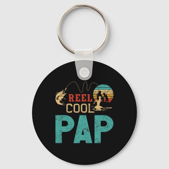 Reel Cool Pap Fishing Father’s Day Gift For Fisher Keychain (Front)