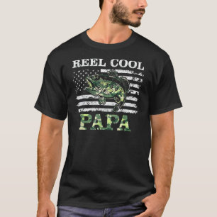 Reel Cool Papa American Flag Camouflage Fishing Fa T-Shirt