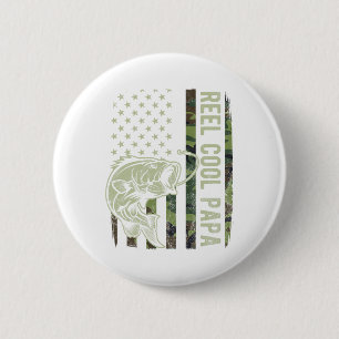 Reel Cool Papa Camouflage American Flag Fathers Da 2 Inch Round Button