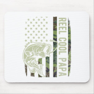 Reel Cool Papa Camouflage American Flag Fathers Da Mouse Pad