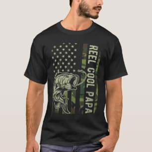Reel Cool Papa Camouflage American Flag Fathers Da T-Shirt