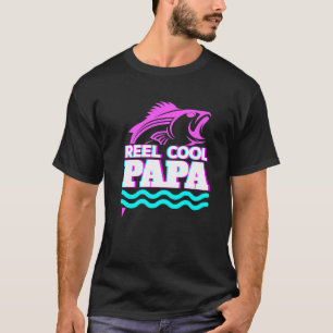Reel Cool Papa Fishing Dad Fisherman Retro Vaporwa T-Shirt