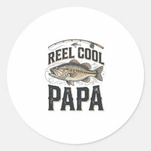 Reel Cool Papa Vintage Fishing Vector Design_1 Classic Round Sticker