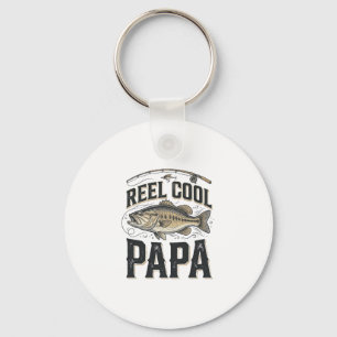 Reel Cool Papa Vintage Fishing Vector Design_1 Keychain