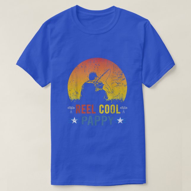 Reel Cool Pappy Funny Fathers Day Fisherman Daddy  T-Shirt (Design Front)
