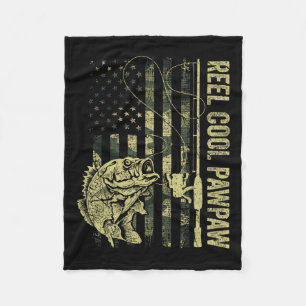 Reel Cool Pawpaw Camouflage American Flag Father's Fleece Blanket