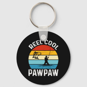 Reel Cool Pawpaw Fishing Fisherman Funny Retro Paw Keychain