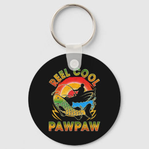 Reel Cool Pawpaw Retro Fishing Lover Men Dad Papa Keychain