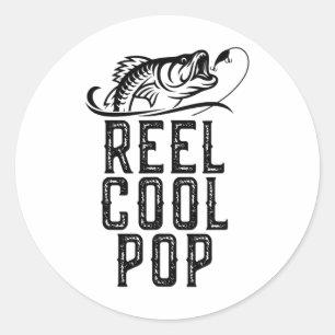 Reel Cool Pop Fishing Fisherman Funny Retro Classic Round Sticker