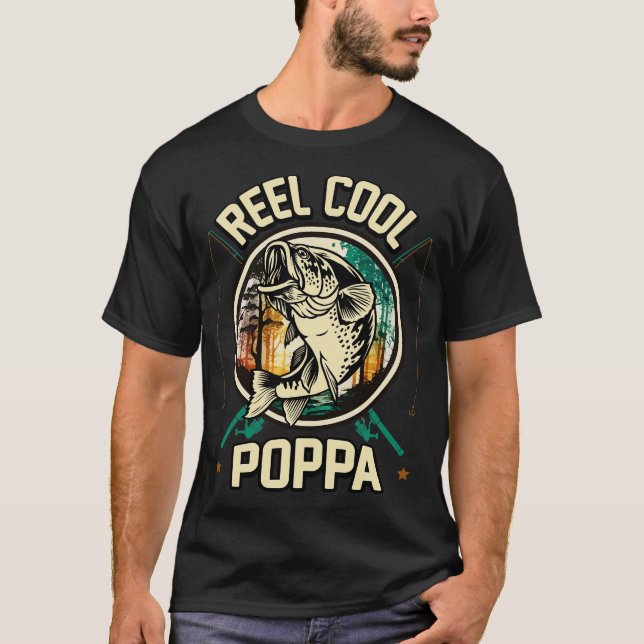 Reel Cool Poppa Fishing Gift T-Shirt (Front)