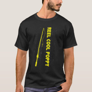 Reel Cool Poppy Fishing American Flag Fisherman P T-Shirt