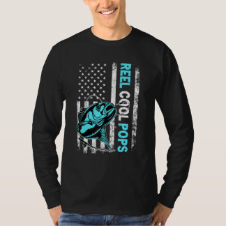 Reel Cool Pops USA Flag Fishing Father's Day T-Shirt