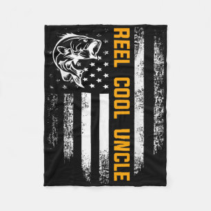 Reel Cool Uncle Shirt Vintage Flag Fishing Fathers Fleece Blanket