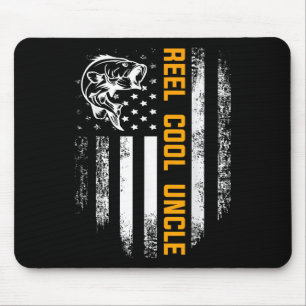 Reel Cool Uncle Shirt Vintage Flag Fishing Fathers Mouse Pad