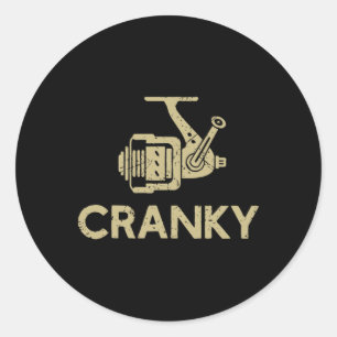 Reel Cranky Funny Fishing Girl Women Fishing Classic Round Sticker