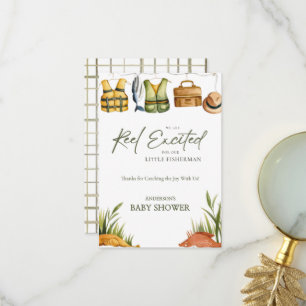 Reel Excited Little Fisherman Baby Shower  Thank You Card