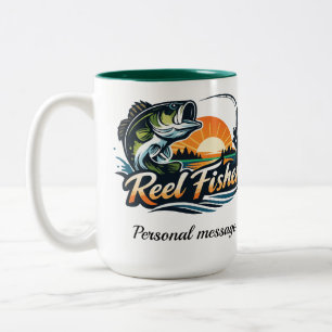 Reel Fisher personalized Bass fishing Two-Tone Coffee Mug