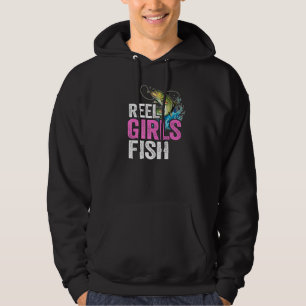 Reel Girls Fish Bass Fishing  Fisherwoman Mom Fish Hoodie