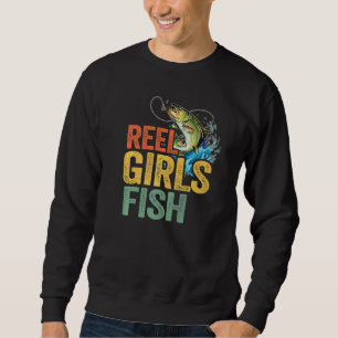 Reel Girls Fish Bass Fishing  Fisherwoman Mom Fish Sweatshirt
