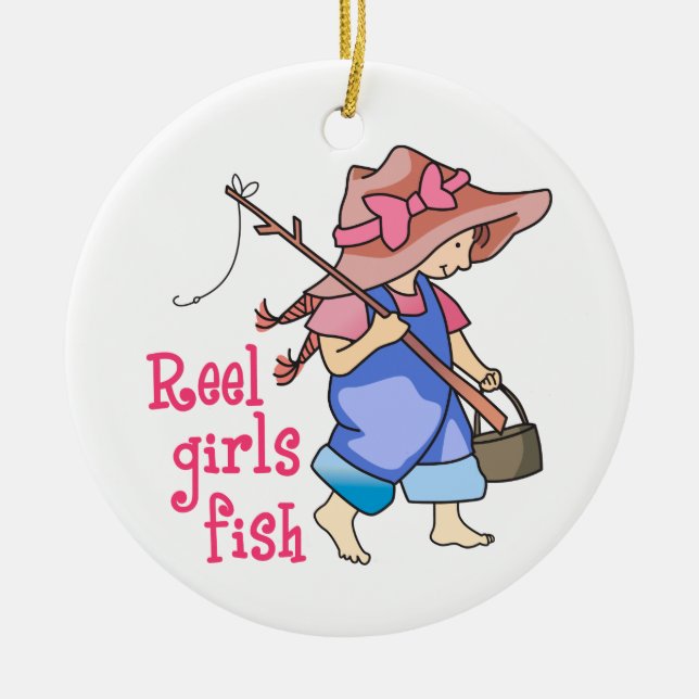 Reel Girls Fish Ceramic Ornament (Front)